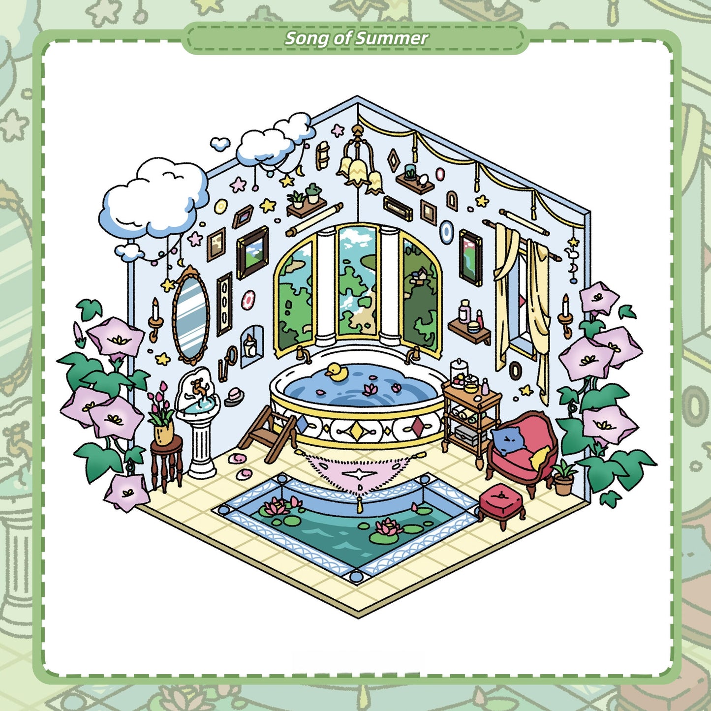 Four Seasons Song 3D Sticker | 4 Cute Miniature Scenes