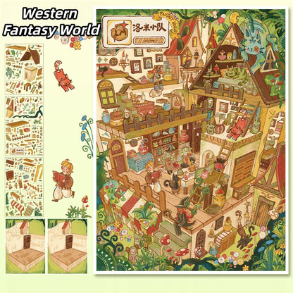 Golden Realms 3D Sticker | 2 Cute Miniature Scenes
