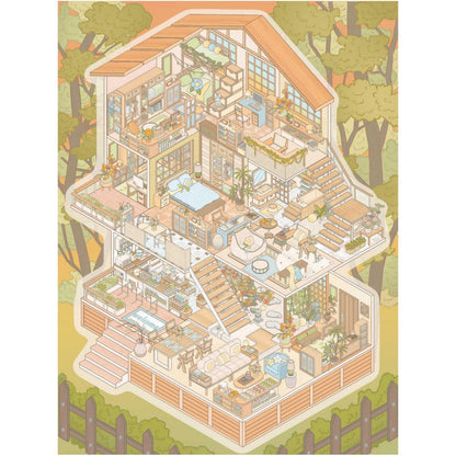 Cozy Rooms 3D Sticker | 5 Cute Miniature Scenes