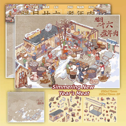 Lunar New Year Traditions 3D Sticker | 4 Cute Miniature Scenes