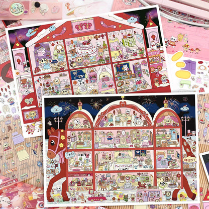 Festival Bus 3D Sticker | 2 Cute Miniature Scenes