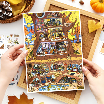 Houses in Nature 3D Sticker | 2 Cute Miniature Scenes