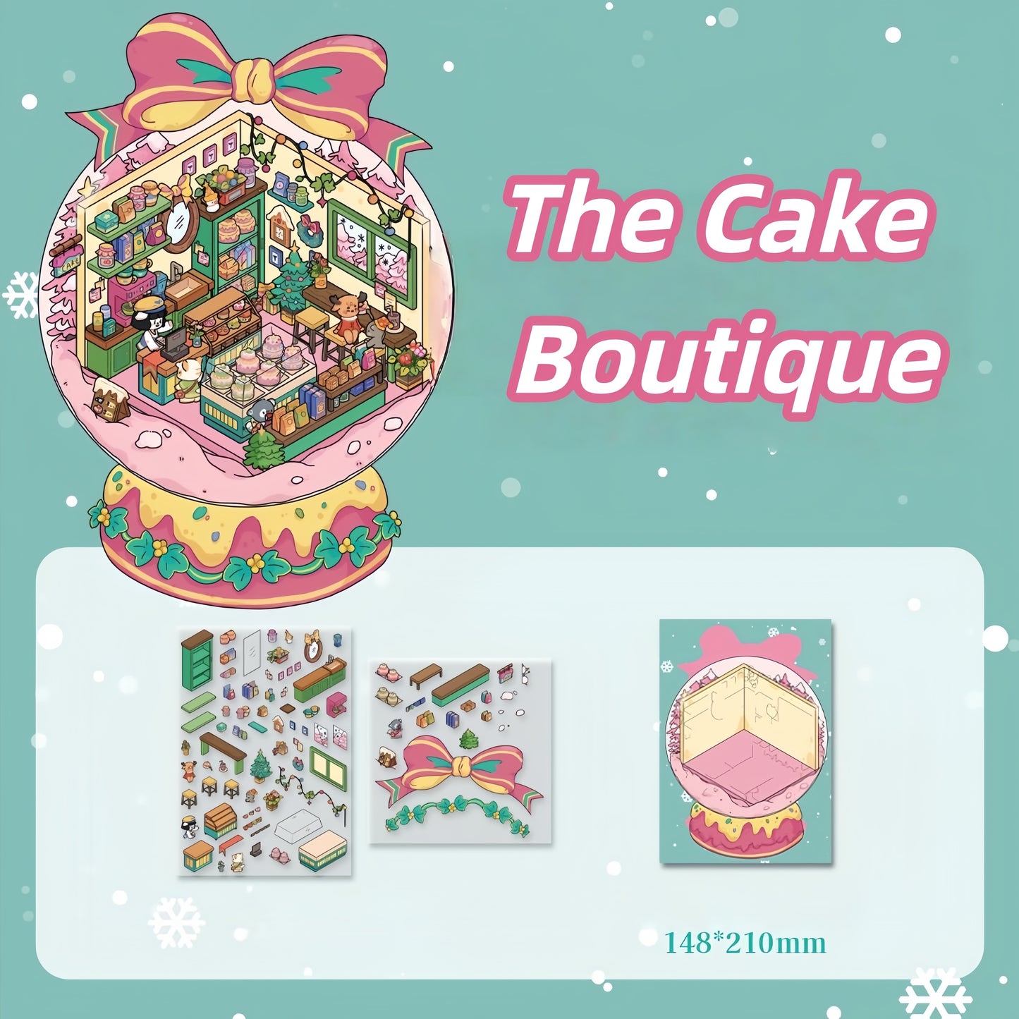 Winter Serene Crystal Poem 3D Sticker | 4 Cute Miniature Scenes