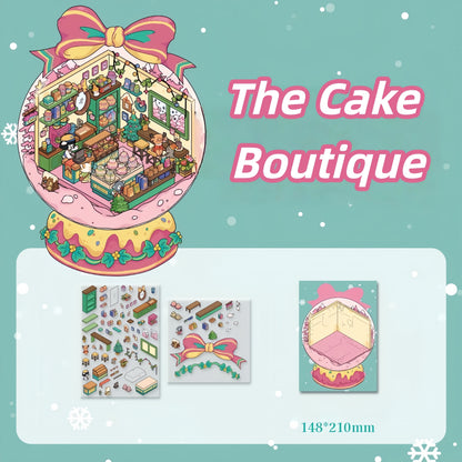 Winter Serene Crystal Poem 3D Sticker | 4 Cute Miniature Scenes