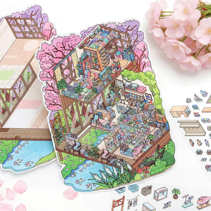 Four Seasons Retreat 3D Sticker | 4 Cute Miniature Scenes