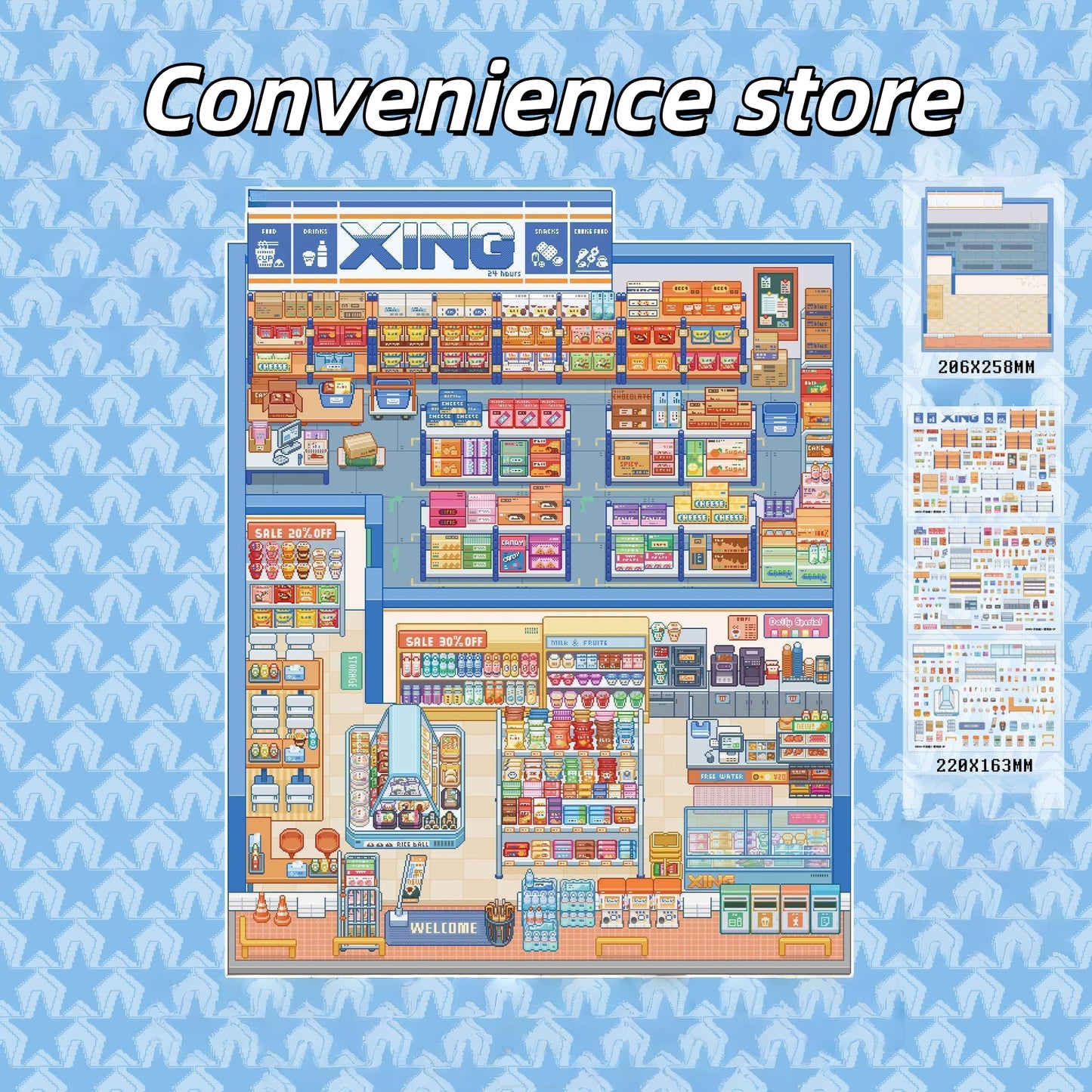 Pixel Shop 3D Sticker | 2 Cute Miniature Scenes
