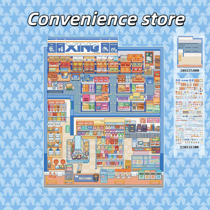 Pixel Shop 3D Sticker | 2 Cute Miniature Scenes