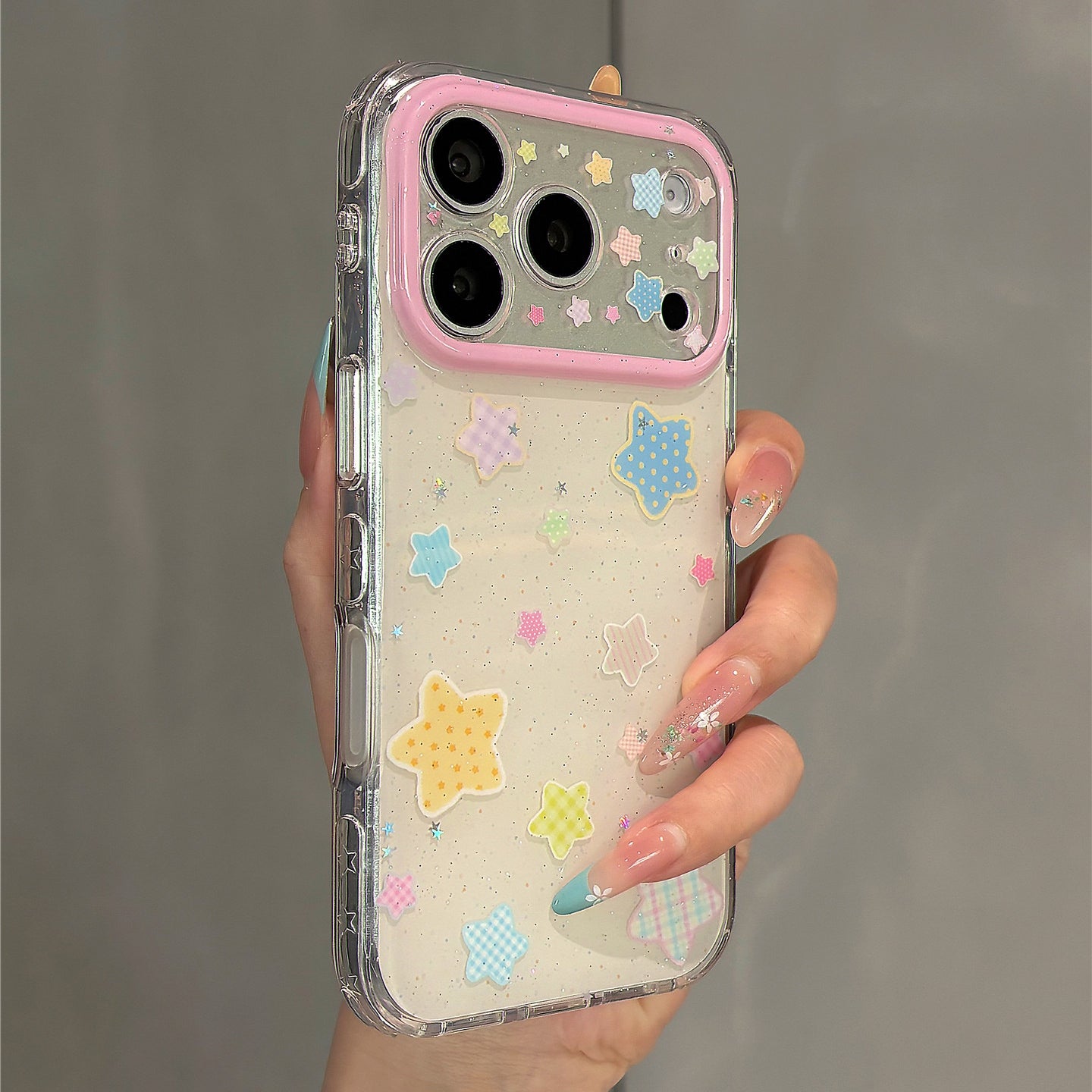 Dopamine Colorful Plaid Stars Acrylic Phone Case