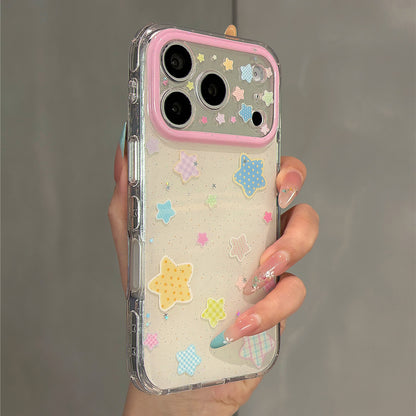 Dopamine Colorful Plaid Stars Acrylic Phone Case