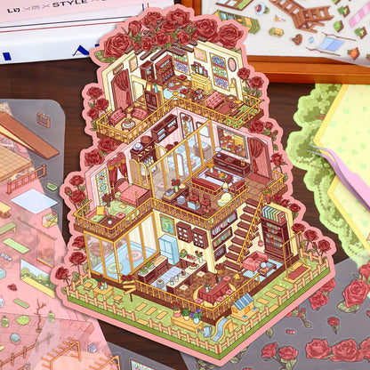 Vintage Villa 3D Sticker | 2 Cute Miniature Scenes