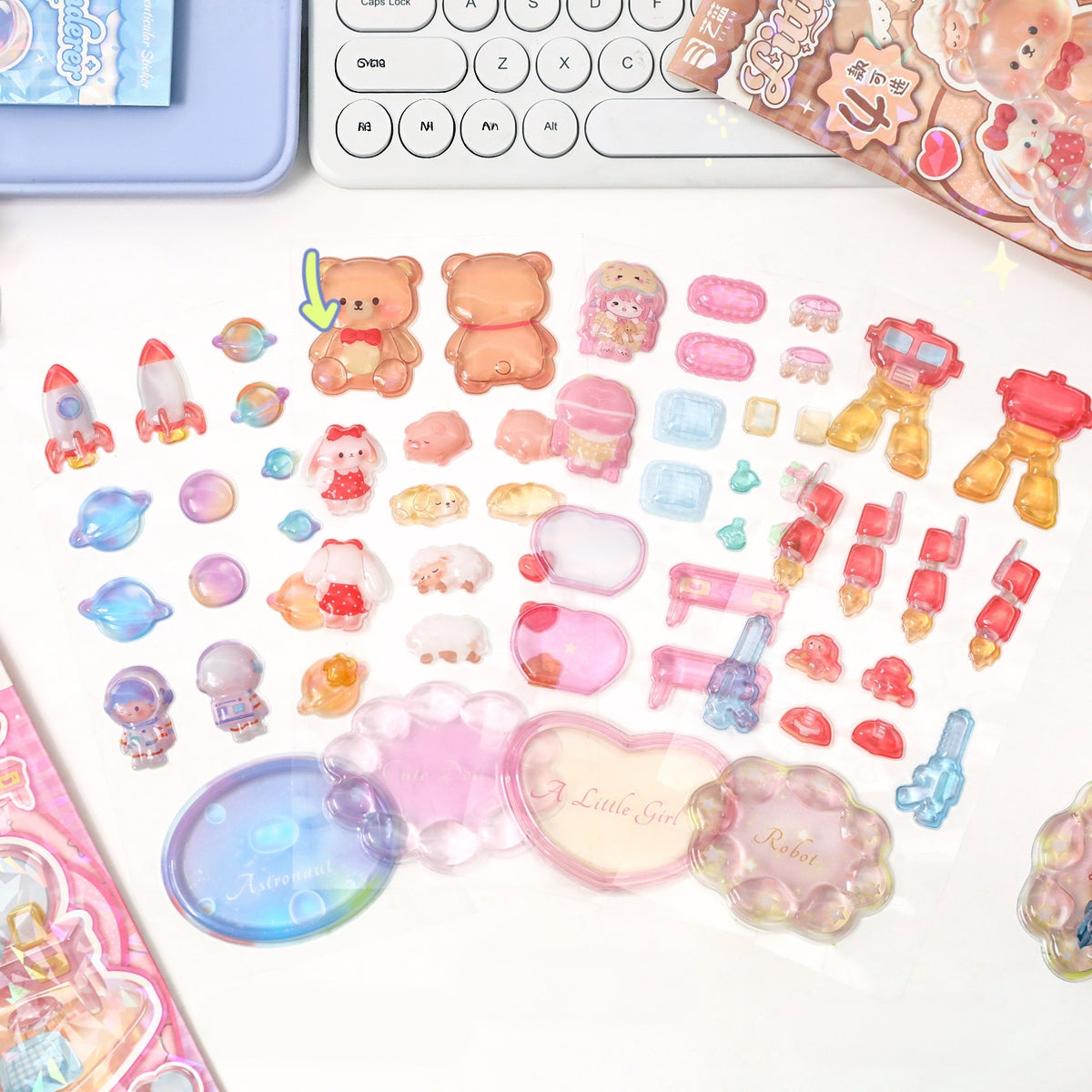 Playful Worlds 3D Stackable Stickers | 6 Cute Miniature Themes
