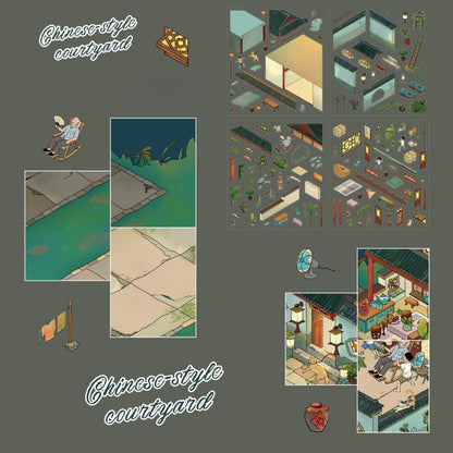 Chinese-style Courtyard 3D Sticker