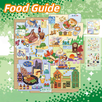 Pixel Food Adventure 3D Sticker | 2 Cute Miniature Scenes