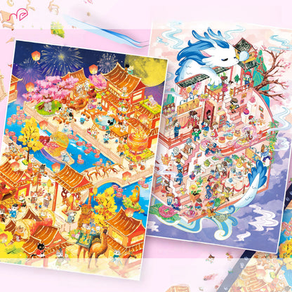 Historical Fantasy 3D Sticker | 2 Cute Miniature Scenes
