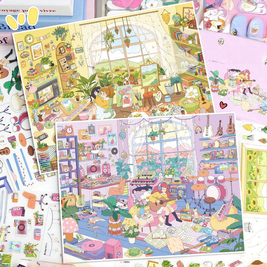 Girl's Studio 3D Sticker | 2 Cute Miniature Scenes