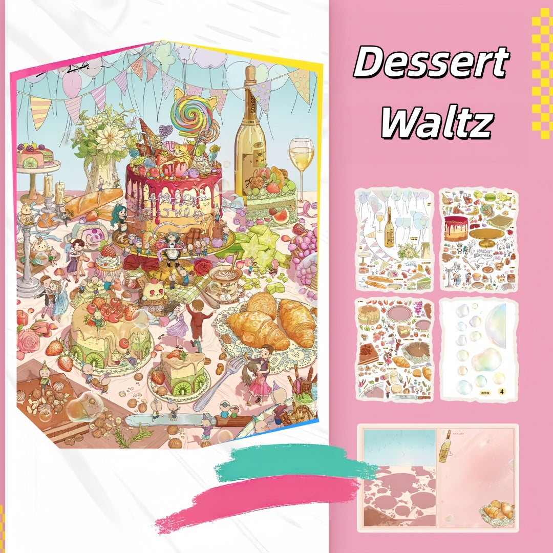 Pastry & Paws 3D Sticker | 2 Cute Miniature Scenes