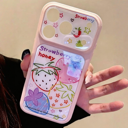 Colorful Line Strawberry Doodle Acrylic Phone Case
