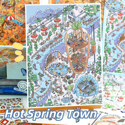 Vegetable Town 3D Sticker | 2 Cute Miniature Scenes