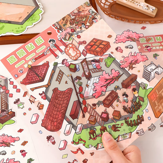 Simulation Management 3D Sticker | 2 Cute Miniature Scenes