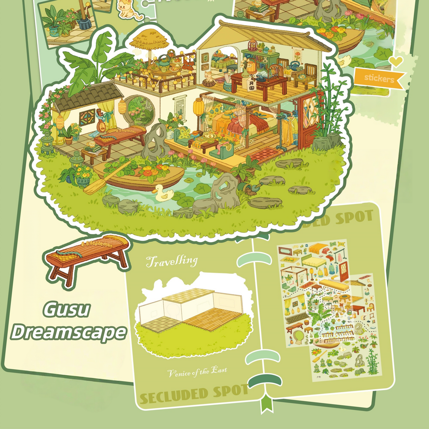 Dream Retreat 3D Sticker | 4 Cute Miniature Scenes