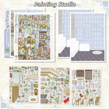 Classical Studio 3D Sticker | 2 Cute Miniature Scene