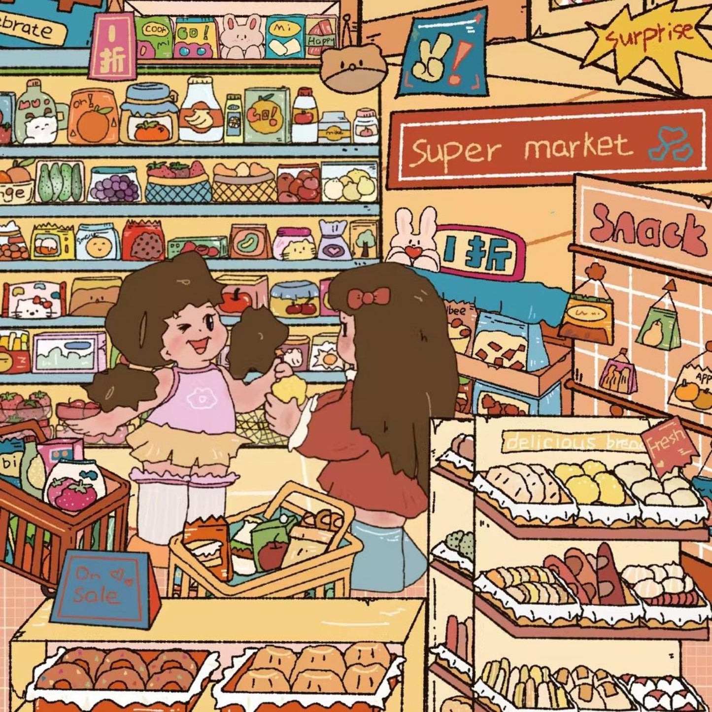 Childhood Shop 3D Sticker | 2 Cute Miniature Scenes
