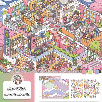 Art Studio 3D Sticker | 2 Cute Miniature Scenes