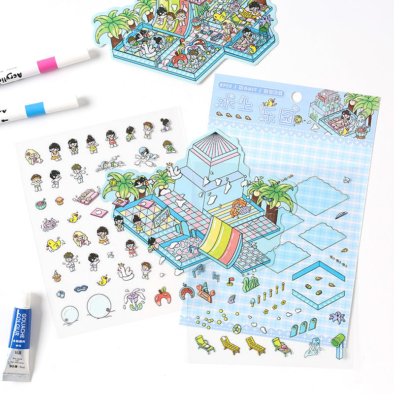 Four Seasons Funland 3D Sticker | 4 Cute Miniature Scenes