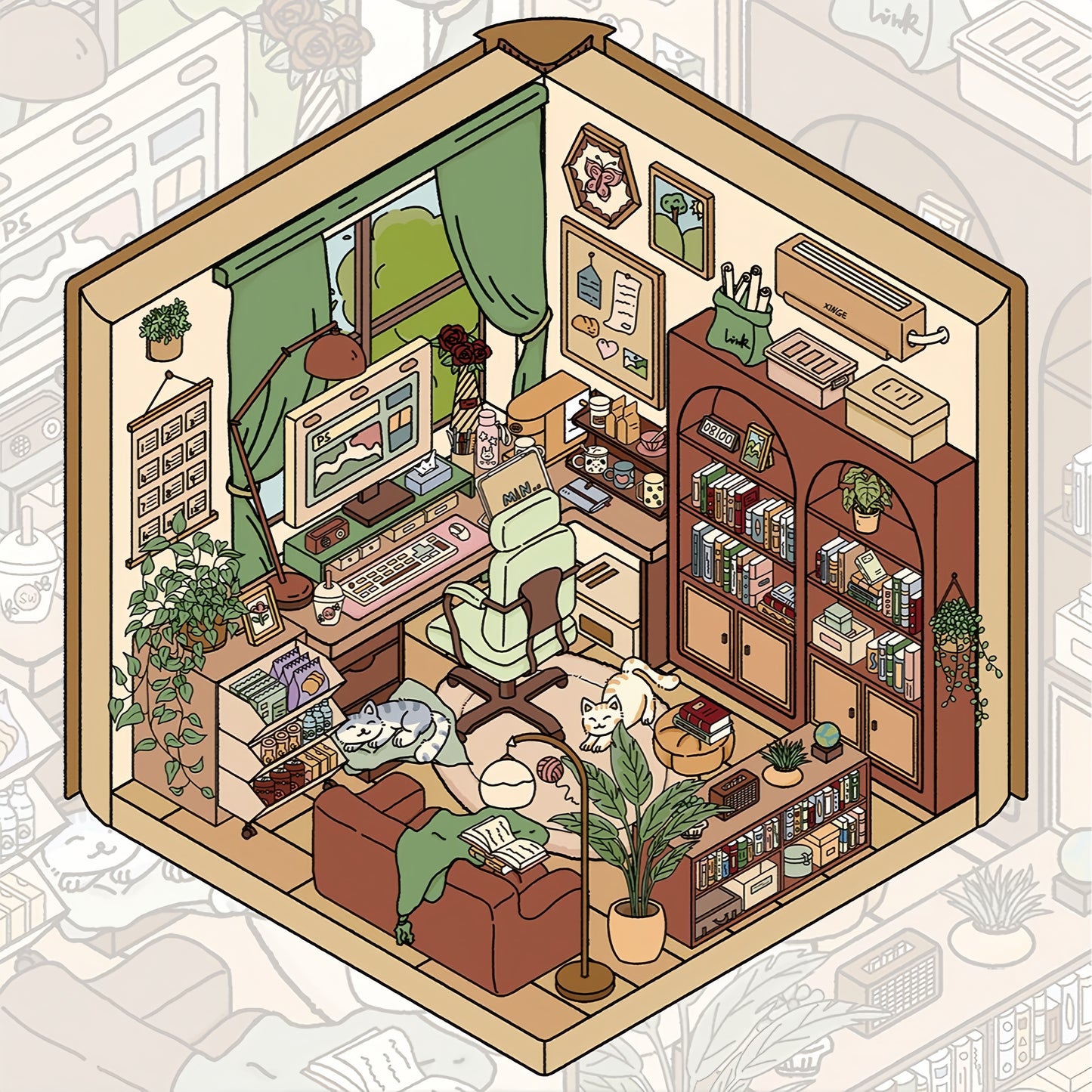 Comfortable Home 3D Sticker | 3 Cute Miniature Scenes