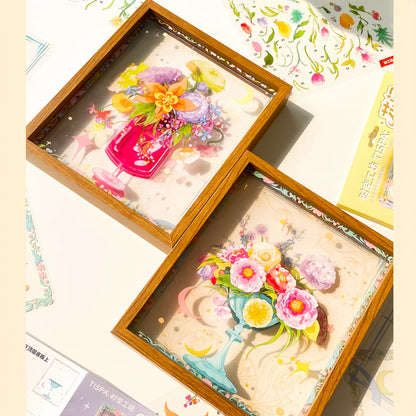 Among Flowers 3D Sticker | 2 Cute Miniature Scenes