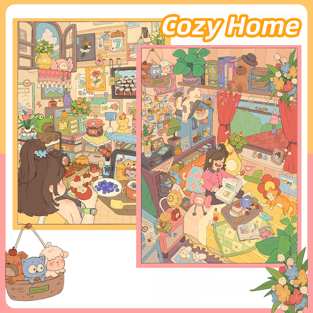 Cozy Home 3D Sticker | 2 Cute Miniature Scenes