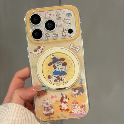 Adorable Cartoon Puppy Magnetic Stand Acrylic Phone Case