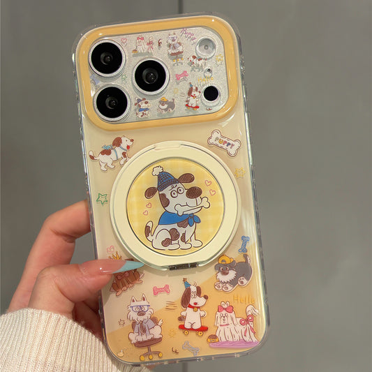 Adorable Cartoon Puppy Magnetic Stand Acrylic Phone Case