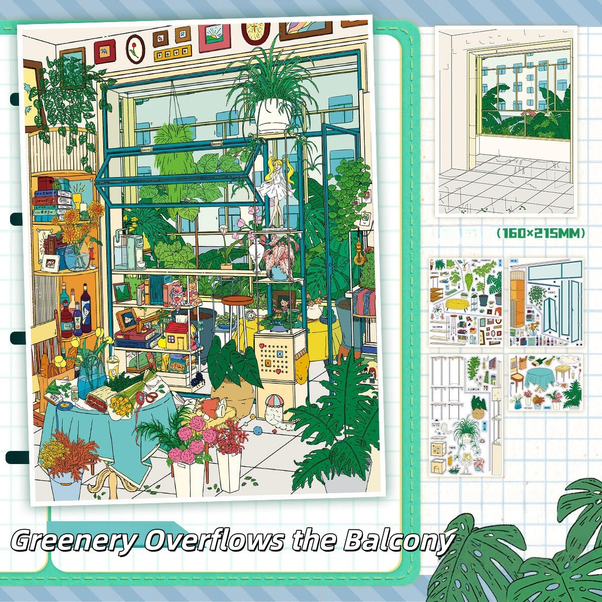 Gold & Green 3D Sticker | 2 Cute Miniature Scenes