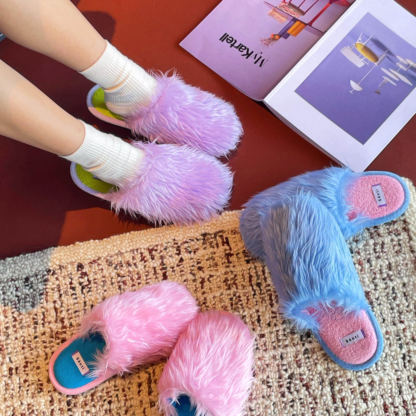 Long Pile Indoor Silent Non-Slip Slippers