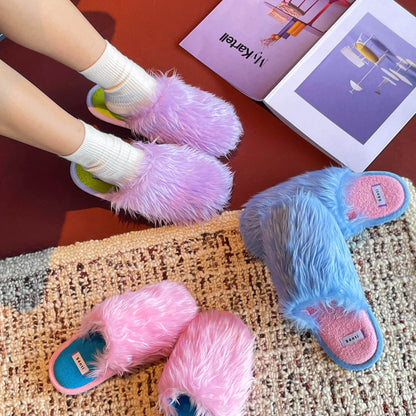 Long Pile Indoor Silent Non-Slip Slippers
