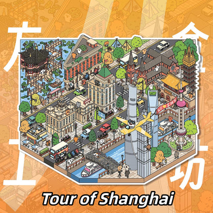 Paws on the Road 3D Sticker | 2 Cute Miniature Scenes
