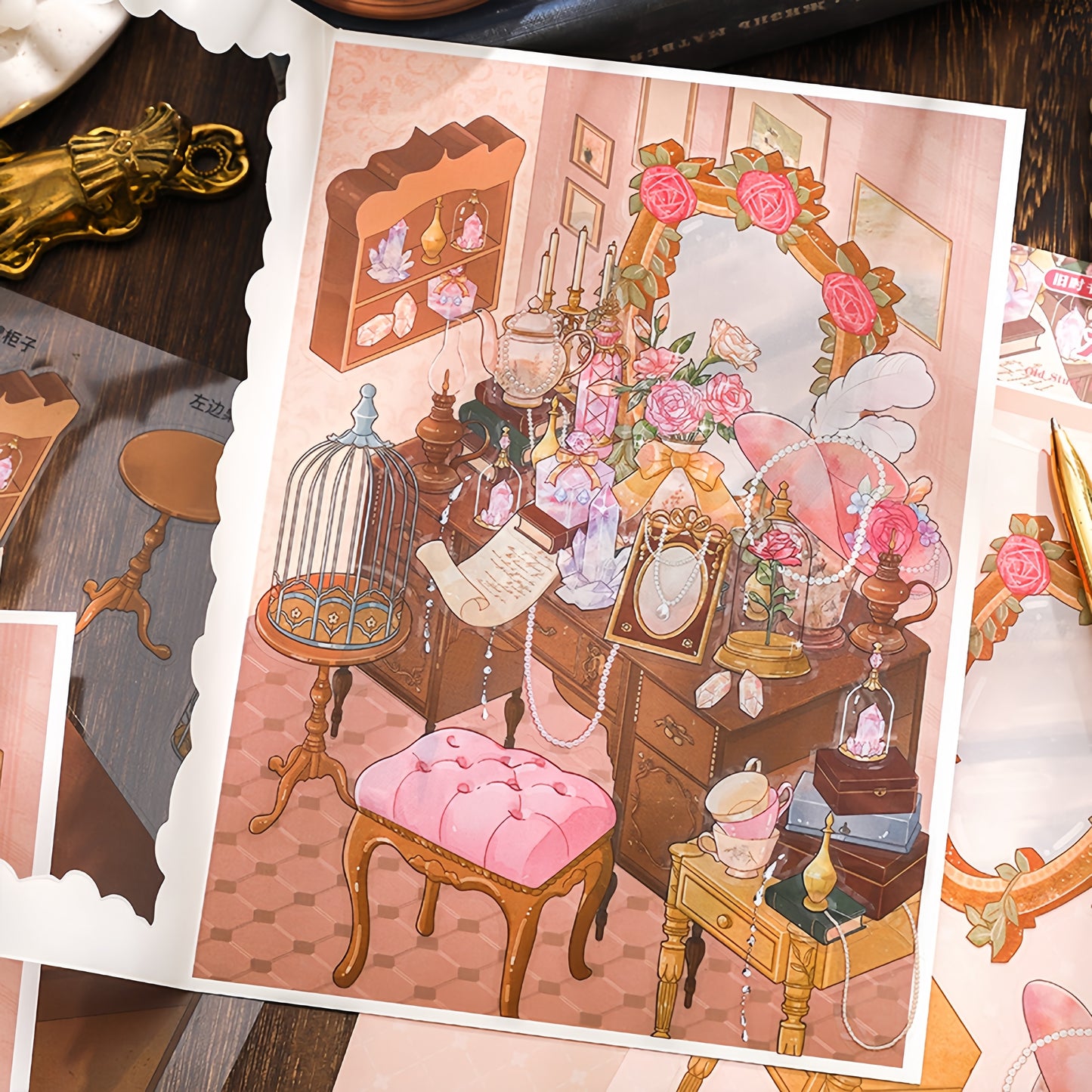 The Old Desk 3D Sticker | 2 Cute Miniature Scenes