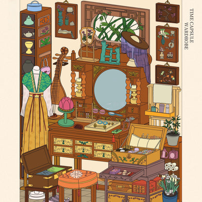 Ancient Chinese Room 3D Sticker | 4 Cute Miniature Scenes