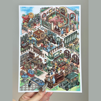 Ancient China 3D Sticker | 3 Cute Miniature Scenes