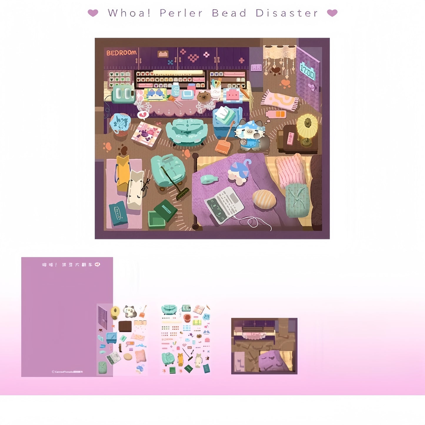 Cleaning Up Series 3D Sticker | 4 Cute Miniature Scenes