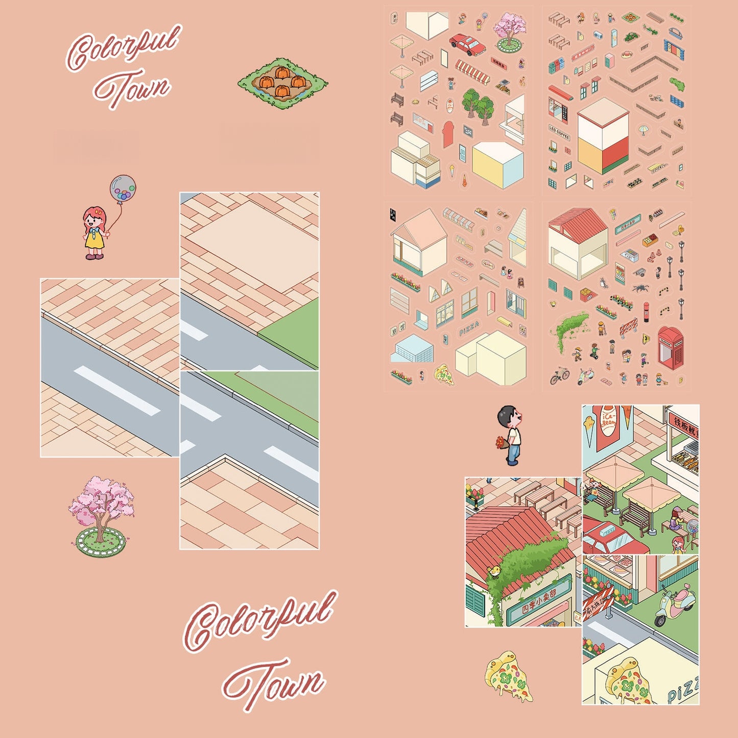 Colorful Town 3D Sticker