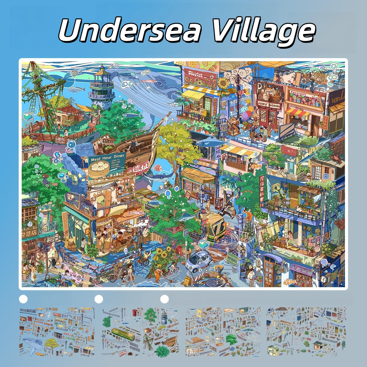 Above and Below the Waves 3D Sticker | 2 Cute Miniature Scenes