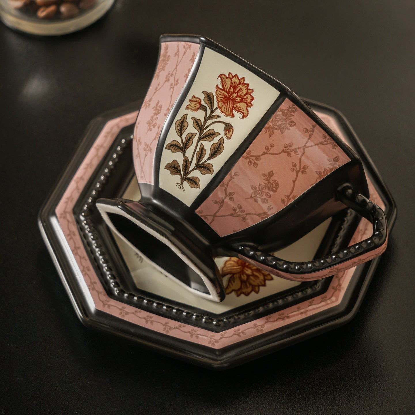 Peony Window Grille Ceramic Mug