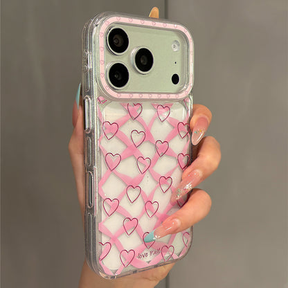 Pink Ribbon Heart Hair Clip Magnetic Stand Acrylic Phone Case