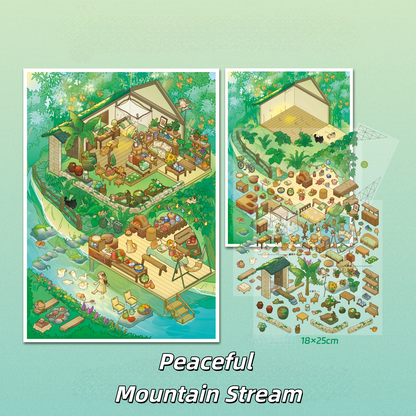 Life in the Mountains 3D Sticker | 2 Cute Miniature Scenes