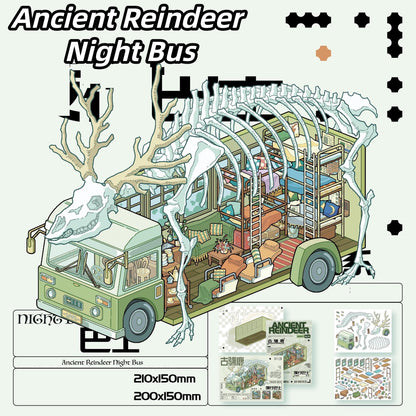 Dinosaur Bus 3D Sticker | 4 Cute Miniature Scenes