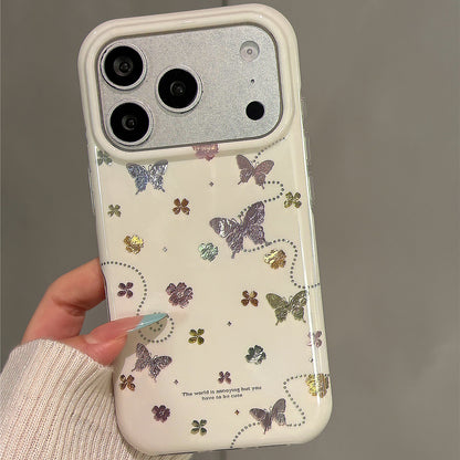 Cream White Flower Butterfly Acrylic Phone Case