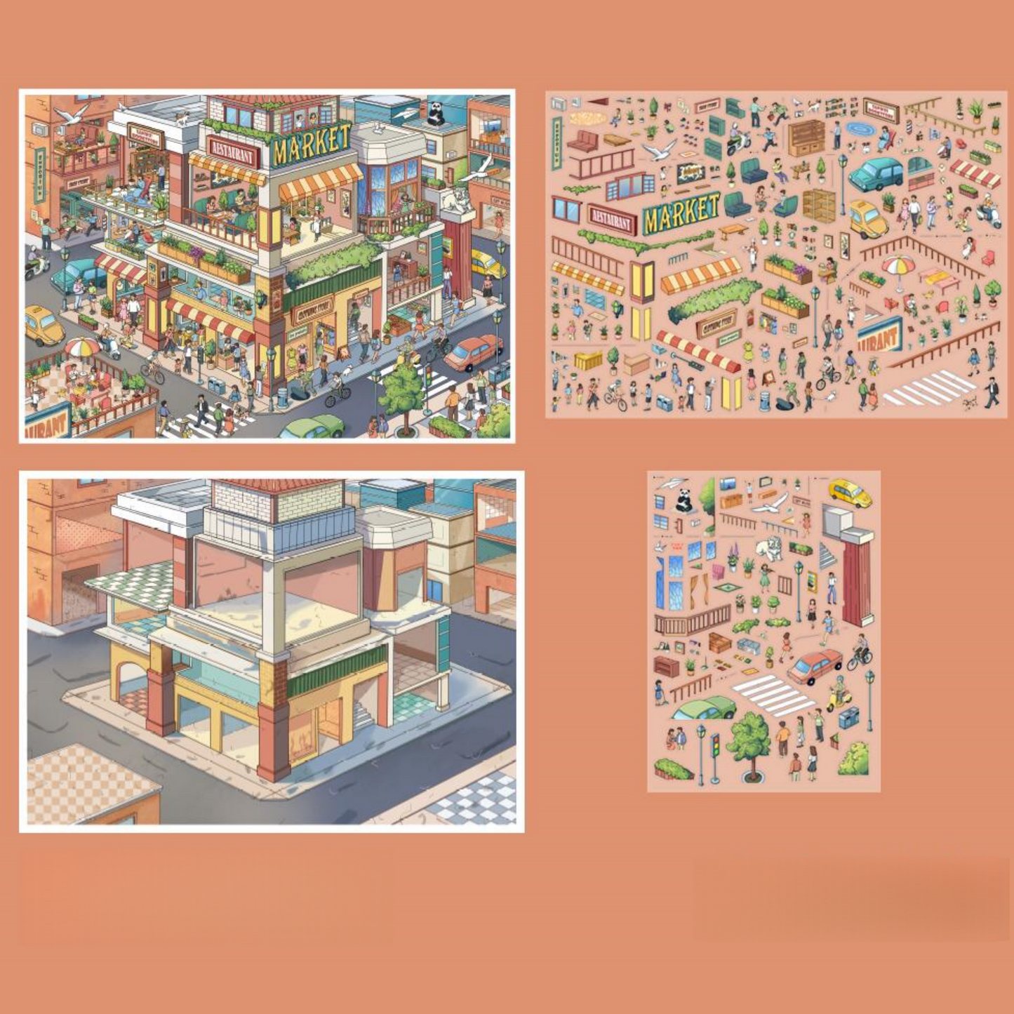 Magic World 3D Sticker | 6 Cute Miniature Scenes