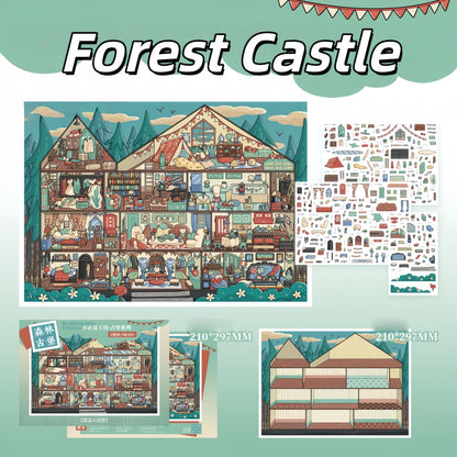 Castle Series 3D Sticker | 2 Cute Miniature Scenes